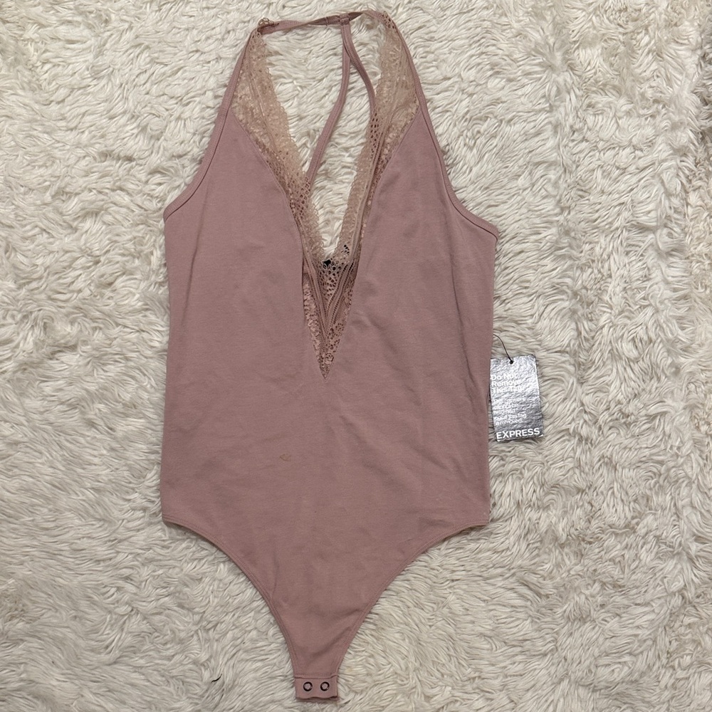 Express Blush Lace Halter Bodysuit